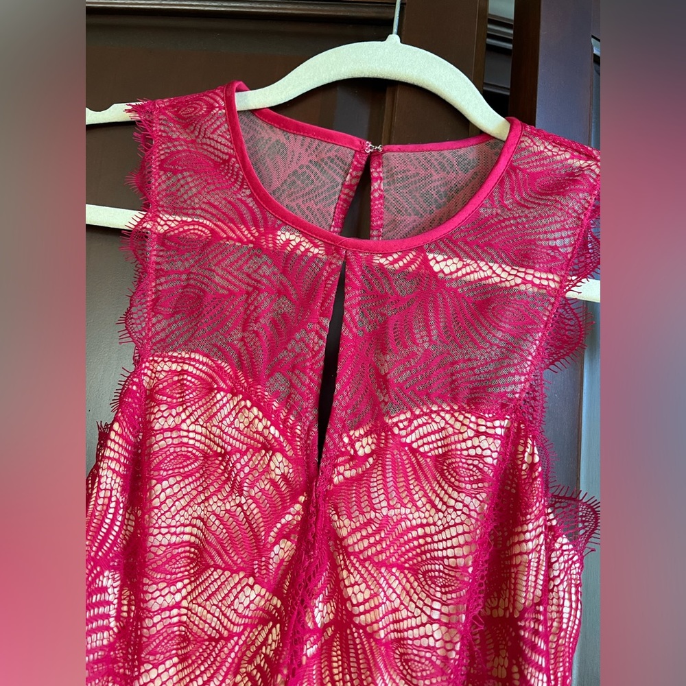 Bebe Red Body-con Lace Dress